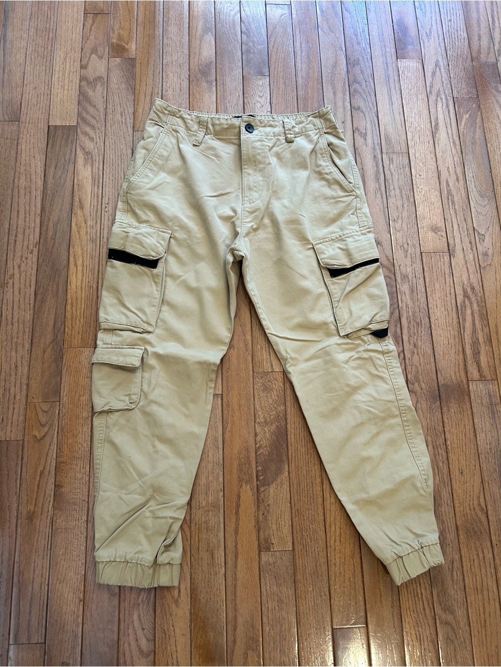 Bershka Khaki Cargo Joggers with Pocket Details